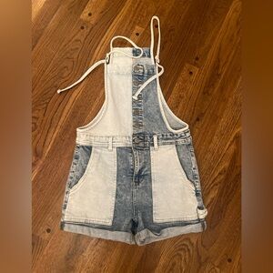 Celebrity Pink Two Color Denim Overall Shorts Women's Size Small
